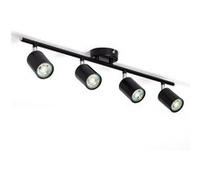 TechBrey Plafonnier Orientable Métal 4 Spots Albus Black Noir Noir