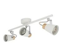 TechBrey Plafonnier Orientable Métal et Bois Mara 3 Spots Blanc Blanc G