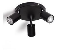 Plafonnier Orientable Rond Métal 3 Spots Albus Black