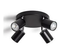 LEDKIA LIGHTING Plafonnier Orientable Rond Métal 4 Spots Albus Black GU10