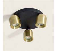 TechBrey Plafonnier Rond Orientable Aluminium 3 Spots Caleb Doré Doré