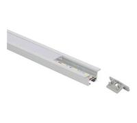 TechBrey Profilé Aluminium Encastré pour Plafond avec Clips pour Rubans LED jusqu'à 12 mm Capot translucide 2 m