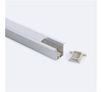 TechBrey Profilé Aluminium Encastré pour Rubans LED jusqu'à 19 mm avec Capot Continu 2 m