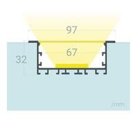 TechBrey Profilé Aluminium Encastré XL pour Rubans LED jusqu'à 60mm Blanc 2 m Blanc translucide Blanc