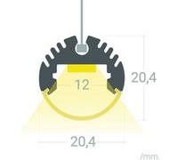 TechBrey Profilé Aluminium Suspendu Rond pour Rubans LED jusqu'à 11 mm Blanc 2 m Blanc translucide Blanc