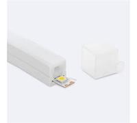 TechBrey Profilé Néon SFLEX 16x16, en Saillie/Encastrable Courbe Vertical pour Ruban LED IP20 jusqu'à 11 mm 20 m Blanc