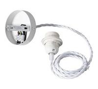 TechBrey Support à Douille pour Suspension avec Câble Textile Tressé Blanc Blanc Blanc