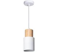 LEDKIA LIGHTING Suspension Aluminium et Bois Kidonge Blanc | Design Moderne | Compatible Ampoule E27 | IP20 Intérieur | Taille Ø100 mm