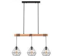 LEDKIA LIGHTING - Suspension Métal Sardo 3 Spots | Design Industriel Vintage | Compatible Ampoules E27 | Réglable en Hauteur | Pour Intérieur IP20, Noir, Métal