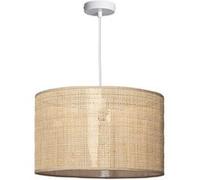 LEDKIA LIGHTING - Suspension Rotin Baracoa | Design Naturel Unique | Fonctionne avec Ampoule E27 | Pour Intérieur, Chambres, Salles à Manger | Métal, Textile, Blanc