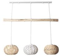 LEDKIA LIGHTING - Suspension Rotin et Bois Linfen | Design Boho-Chic | Ampoules E27 Non Incluses | Câble Réglable | IP20 Intérieur | Pour Maison et Entreprise, Naturel, Rotin
