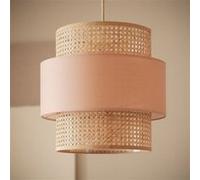 LEDKIA LIGHTING Suspension Rotin et Tissu Amaia Rose Poudré E27