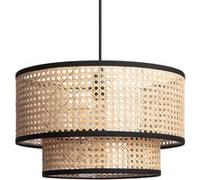 LEDKIA LIGHTING - Suspension Rotin Huela Doppio | Design Naturel Élégant | Compatible Ampoule E27 | Idéal Intérieur | Rotin Durable, Naturel