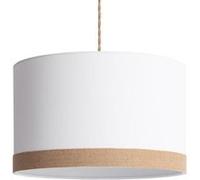 LEDKIA Suspension Tissu Naturel Leya Blanc | Design Élégant | Compatible Ampoules E27 (Non Incluses) | Abat-jour Cylindrique | Utilisation Variée: Maison & Commerces