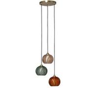 LEDKIA LIGHTING - Suspension Verre Tri Klimt | Design classique et élégant | 3 Abat-jour en Verre | Pour Ampoules E27 | Idéale pour Intérieur | Hauteur 1500 mm, Multicolore, Verre