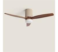 TechBrey Ventilateur de Plafond avec Éclairage Silencieux DC Asteri Bois foncé Télécommande Grand (plus de 20 m²) 132 cm Beige Beige