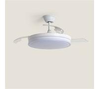 TechBrey Ventilateur de Plafond avec Éclairage Silencieux DC Pales Rétractables Dalori Evo Transparent Télécommande Moyen (entre 10 et 20 m²) 105 cm Blanc Blanc