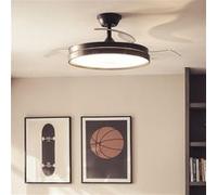 TechBrey Ventilateur de Plafond avec Éclairage Silencieux DC Pales Rétractables Kaios Transparent Télécommande Moyen (entre 10 et 20 m²) 105 cm Noir Noir