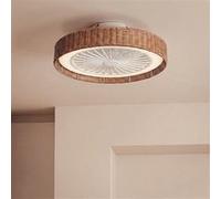 TechBrey Ventilateur de Plafond avec Lumière Silencieux DC Ratán Nala Transparent Télécommande Petit (jusqu'à 10 m²) 50 cm Brun Blanc