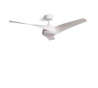 TECHBREY Ventilateur de Plafond Silencieux Eubea 132cm Moteur DC Blanc Contrôleur mural + télécommande Sans lumière Non Blanc
