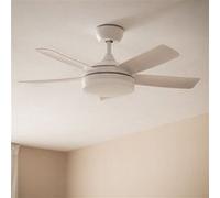 TechBrey Ventilateur de Plafond Silencieux Patroclo Blanc 106cm Motor DC Contrôleur mural + télécommande Avec lumière Blanc