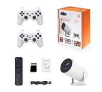 TechBrix X10 Plus Console de jeu rétro avec projecteur, projecteur de jeu rétro 4K HD avec 2 manettes sans fil, sortie HDMI, Wi-Fi