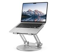 TechDealsUK Support réglable en aluminium pour ordinateur portable, support pliable ergonomique pour ordinateur portable avec base rotative à 360°, hauteur et angle réglables pour tablette et