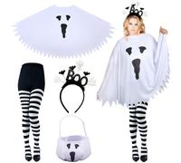 TECHEEL Costume de fantôme d'Halloween pour femme - Cape fantôme blanche - Costume d'Halloween - Cape fantôme - Cape fantôme adulte - Pour carnaval, fête, mascarade, fête à thème (blanc)