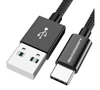 TechExpert Câble USB-C vers USB-A 2.0 Nylon tressé 1 m - Charge 2A transfert 480 Mbps (Noir)