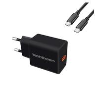 TechExpert Chargeur Rapide Power Delivery 20W Compatible iphone 15 15Pro 15Plus 16 16e 17 et Tous Smartphones et tablettes compatibles Power Delivery 10g(Noir + Cable C/C)