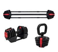TechFit Manubri con Custodia di Stoccaggio - Ergonomic Handle, Weightlifting, Bodybuilding, Gym Exercises con chiusura di sicurezza Manubri Regolabili (1x19 kg), Noire