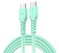 TECHGEAR 1m Câble USB C vers USB C 60 W, Câble tressé de Type C vers C Charge Rapide Compatible avec iPhone 15, iPad Pro, MacBook, Samsung Galaxy S24/S23/A14/A15/A25/A35/A34/A55/A54/A05s/A04s - Vert