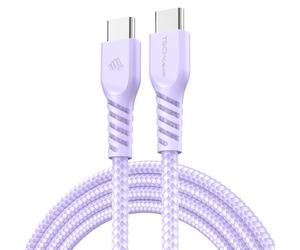 TECHGEAR 1m Câble USB C vers USB C 60 W, Câble tressé de Type C vers C Charge Rapide Compatible avec iPhone 15, iPad Pro, MacBook, Samsung Galaxy S24/S23/A14/A15/A25/A35/A34/A55/A54/A05s/A04s - Violet