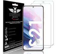 TECHGEAR 2 Pack Protecteur d'écran pour Samsung Galaxy S21 [Screen Angel] [Lecture Empreinte Digitale] [Usage avec Coque] [Sans bulle] [Couvre écran en entier] Film TPU flexible transparent HD