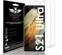TECHGEAR 2 Pack Protecteur d'écran pour Samsung Galaxy S21 Ultra [Screen Angel] [Lecture Empreinte Digitale] [Usage avec Coque] [Sans bulle] [Couvre écran en entier] Film TPU flexible transparent HD