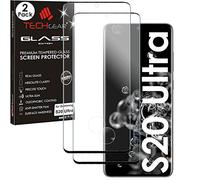 TECHGEAR 2 Pack Protection Ecran compatible avec Samsung S20 Ultra [Empreintes Digitales Compatible] [Coque Amical] [9H Dureté] [Anti-bulle]Protecteur d'écran en verre trempé Samsung Galaxy S20 Ultra