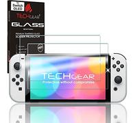 TECHGEAR [2 Pack] Switch OLED Verre Trempé - Protecteur d'Écran en Verre Trempé [Dureté 9H] [Clair Crystal] [Anti Rayures] [Sans Bulles] Switch OLED protection Compatible avec Nintendo Switch OLED