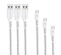 TECHGEAR [3 Pack Câble USB-C, Type C Câble, Tressé Résistant Haute Durabilité (30cm/1m/2m), Appareils USB Type-C Compatible pour Amazon Fire HD 10 2019, Tablette 9e génération [Blanc]