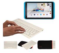 TECHGEAR [Active Strike (M) Slim Line Clavier UK sans fil Bluetooth avec housse de transport pour Tesco Hudl 2 (8,3") - Blanc