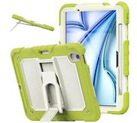 TECHGEAR ArmourSHIELD Coque Compatible avec Apple iPad Air 11 (M3 2025 / M2 2024), Robuste et intégrale, Anti Choc, avec Support Pliable et Protection d'écran, Etui l'école et Le Travail, Vert