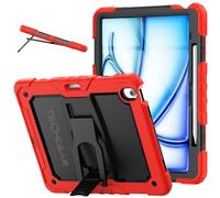 TECHGEAR ArmourSHIELD Étui Compatible avec Apple iPad Air 13 Pouces (M2 2024 / M3 2025), Antichoc Robuste Coque avec Support Pliable et Protection d'écran, Travail/Enfants/école, Rouge