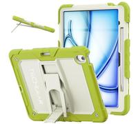 TECHGEAR ArmourSHIELD Étui Compatible avec Apple iPad Air 13 Pouces (M2 2024 / M3 2025), Antichoc Robuste Coque avec Support Pliable et Protection d'écran, Travail/Enfants/école, Vert