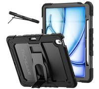 TECHGEAR ArmourSHIELD Étui Compatible avec Apple iPad Air 13 Pouces (M2 2024 / M3 2025), Antichoc Robuste Coque avec Support Pliable et Protection d'écran, Travail/Enfants/école, Noir