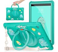 TECHGEAR BubblyToons Coque pour enfants pour Apple iPad 10,2" 2021/2020/2019 [9e/8e/7e génération] Étui souple et robuste doux et robuste avec support rotatif et anneau de préhension, dinosaure