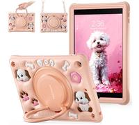 TECHGEAR BubblyToons Coque pour enfants pour Apple iPad 10,2" 2021/2020/2019 [9e/8e/7e génération] Étui souple et robuste doux et robuste avec support rotatif et anneau de préhension - Motif chiot