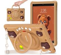 TECHGEAR BubblyToons Coque souple et robuste pour Apple iPad 10,2" avec support rotatif et anneau de support pour enfant Motif ours en peluche