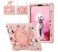 TECHGEAR BubblyToons Enfants Coque pour Apple iPad Air 11 (M3 2025 / M2 2024) Air 4 et 5 Gen 10,9 pouces, iPad Pro 11 (2018-2022) - Souple et robuste - Avec support et anneau de maintien - Chiot