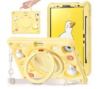 TECHGEAR BubblyToons Enfants Coque pour Apple iPad Air 11 (M3 2025 / M2 2024) Air 4 et 5 Gen 10,9 pouces, iPad Pro 11 (2018-2022) - Souple et robuste - Avec support et anneau de maintien - Canard