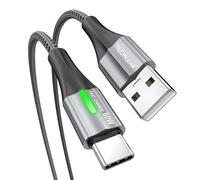 TECHGEAR Câble de charge USB C 60 W 1 m 3 A Type C Charge rapide tressé USB A vers USB-C Indicateur de lumière LED Câble de charge de téléphone pour iPad 2024, iPhone 16/15 Pro, S25 S24 Ultra, Pixel 9