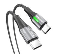TECHGEAR Câble de charge USB C vers USB C, [1 m] 100 W PD3.0 Type C Câble de charge rapide Indicateur lumineux LED Câble de téléphone pour MacBook Pro, iPad Air, iPhone 16 15 Pro Max S25 S24 Ultra